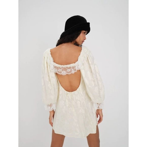 NWT For Love & Lemons Wylye Mini Dress in Cream - Picture 3 of 5